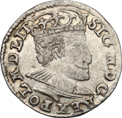 Аверс монеты - Трояк (3 гроша) 1591 года IF "Олькушский монетный двор" - цена серебряной монеты - Польша, Сигизмунд III Ваза
