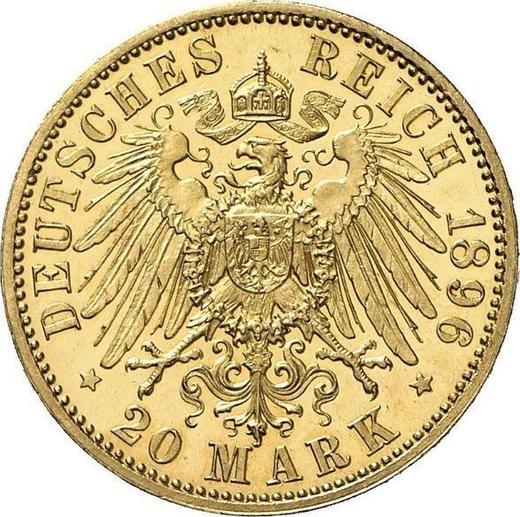 Reverso 20 marcos 1896 A "Sajonia-Weimar-Eisenach" - valor de la moneda de oro - Alemania, Imperio alemán