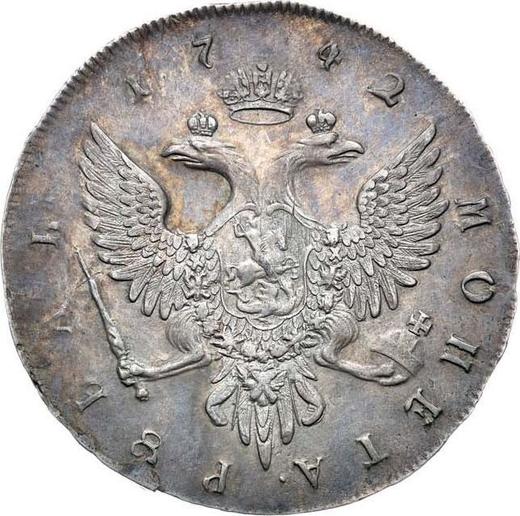 Reverso 1 rublo 1742 ММД "Tipo Moscú" Borde del corsé es recto - valor de la moneda de plata - Rusia, Isabel I