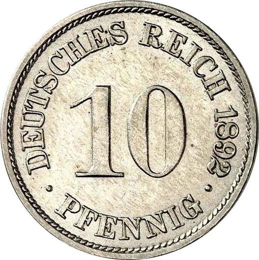 Аверс монеты - 10 пфеннигов 1892 года A "Тип 1890-1916" - цена  монеты - Германия, Германская Империя