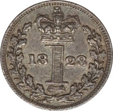 Reverso Penique 1828 "Maundy" - valor de la moneda de plata - Gran Bretaña, Jorge IV