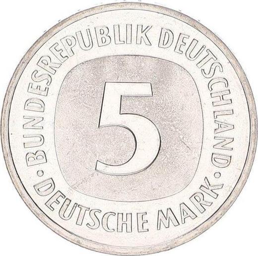 Anverso 5 marcos 1988 G - valor de la moneda  - Alemania, RFA
