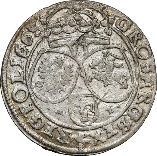 Reverso Szostak (6 groszy) 1663 AT "Retrato en marco redondo" - valor de la moneda de plata - Polonia, Juan II Casimiro