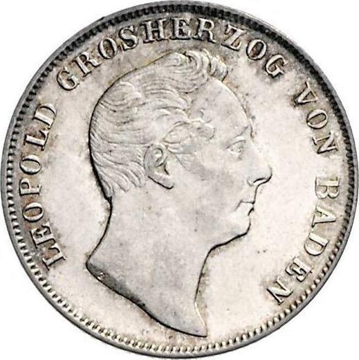 Awers monety - 1/2 guldena 1843 D - cena srebrnej monety - Badenia, Leopold