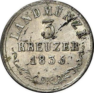 Reverso 3 kreuzers 1836 K - valor de la moneda de plata - Sajonia-Meiningen, Bernardo II