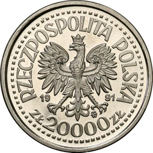 Аверс монеты - Пробные 20000 злотых 1991 года MW ET "Иоанн Павел II" Никель - цена  монеты - Польша, III Республика до деноминации