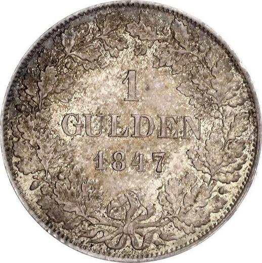 Rewers monety - 1 gulden 1847 - cena srebrnej monety - Hesja-Darmstadt, Ludwik II
