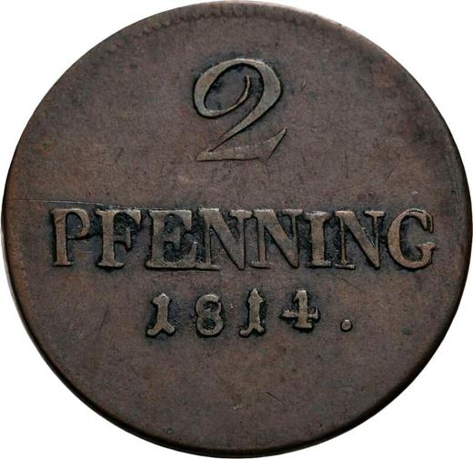 Реверс монеты - 2 пфеннига 1814 года - цена  монеты - Бавария, Максимилиан I