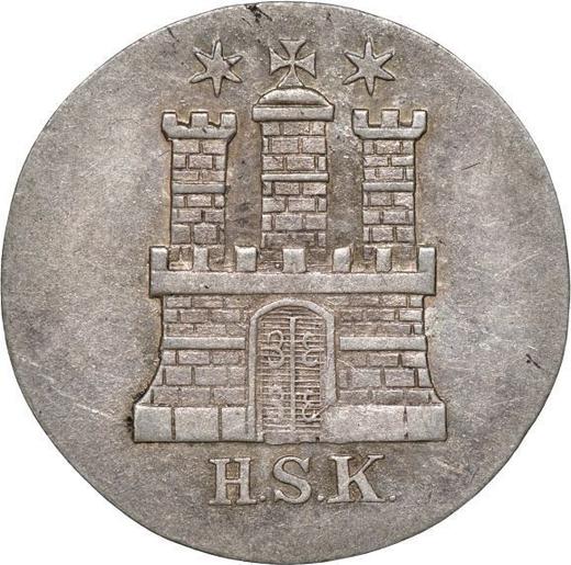 Аверс монеты - 1 шиллинг 1841 года H.S.K. - цена  монеты - Гамбург, Вольный город