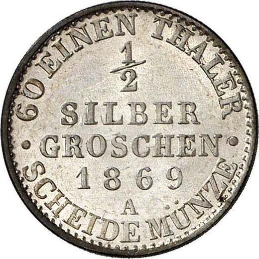 Rewers monety - 1/2 silbergroschen 1869 A - cena srebrnej monety - Prusy, Wilhelm I