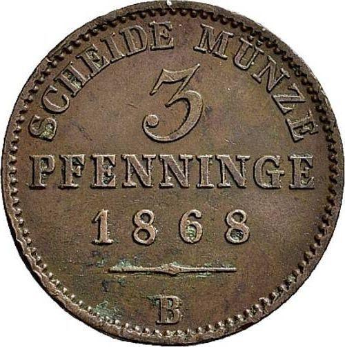 Реверс монеты - 3 пфеннига 1868 года B - цена  монеты - Пруссия, Вильгельм I