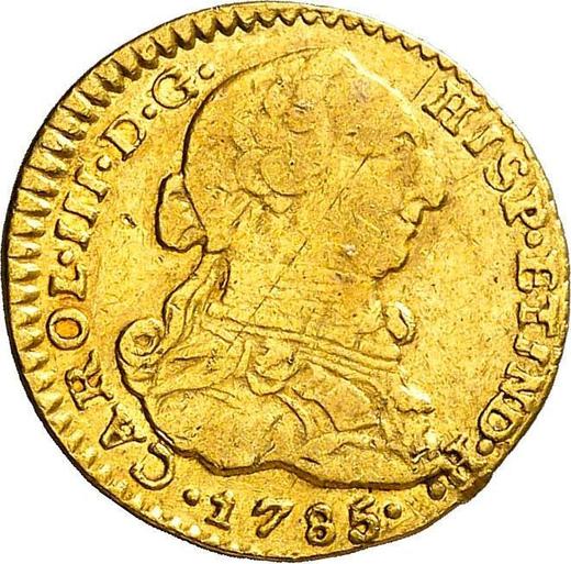 Аверс монеты - 1 эскудо 1785 года NR JJ - цена золотой монеты - Колумбия, Карл III
