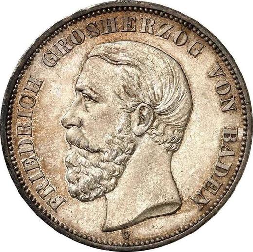 Аверс монеты - 5 марок 1899 года G "Баден" - цена серебряной монеты - Германия, Германская Империя