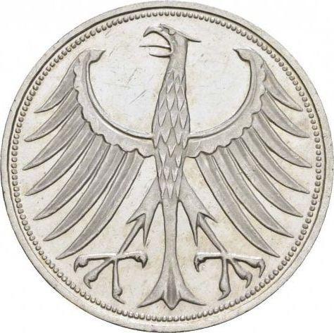 Rewers monety - 5 marek 1963 F - cena srebrnej monety - Niemcy, RFN