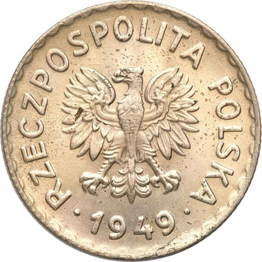Awers monety - PRÓBA 1 złoty 1949 Miedź-nikiel - cena  monety - Polska, PRL