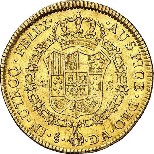 Reverse 4 Escudos 1786 So DA - Gold Coin Value - Chile, Charles III