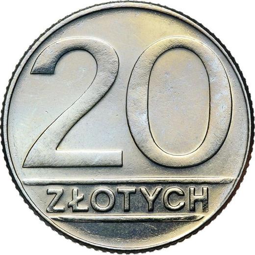 Reverso 20 eslotis 1989 MW Cuproníquel - valor de la moneda  - Polonia, República Popular