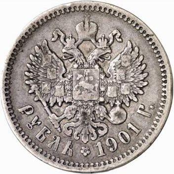 Rewers monety - Rubel 1901 Gładki rant - cena srebrnej monety - Rosja, Mikołaj II