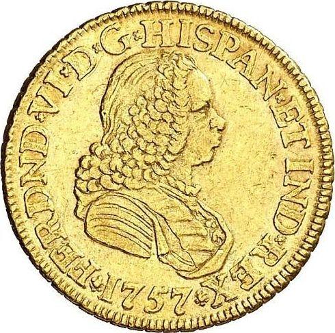 Anverso 2 escudos 1757 NR S - valor de la moneda de oro - Colombia, Fernando VI
