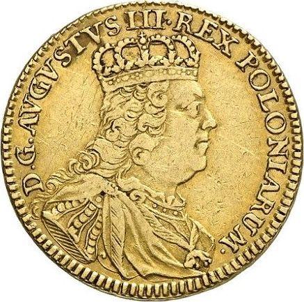 Awers monety - 10 talarów (podwójny august d'or) 1753 G "Koronny" - cena złotej monety - Polska, August III