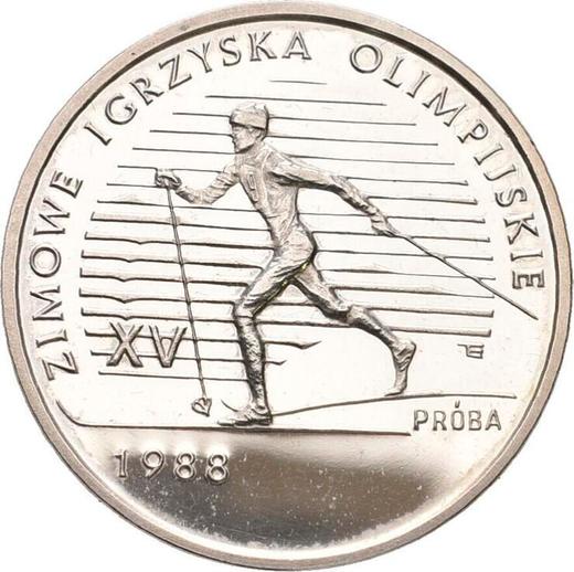 Revers Probe 1000 Zlotych 1987 MW ET "Olympia Calgary 1988" Silber - Silbermünze Wert - Polen, Volksrepublik Polen