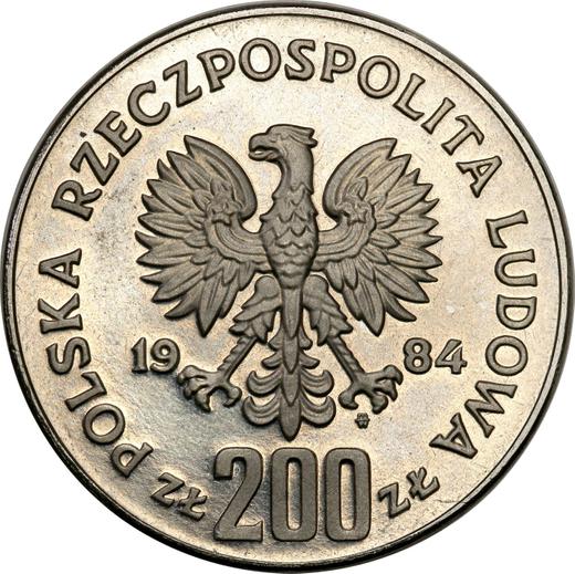 Аверс монеты - Пробные 200 злотых 1984 года MW SW "XIV зимние Олимпийские игры - Сараево 1984" Никель - цена  монеты - Польша, Народная Республика