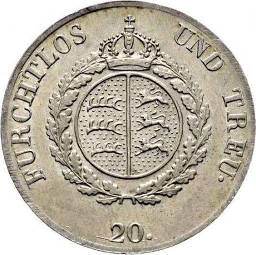Rewers monety - 20 krajcarow 1823 W - cena srebrnej monety - Wirtembergia, Wilhelm I