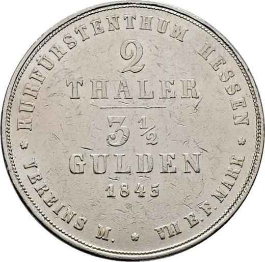 Reverso 2 táleros 1845 - valor de la moneda de plata - Hesse-Cassel, Guillermo II