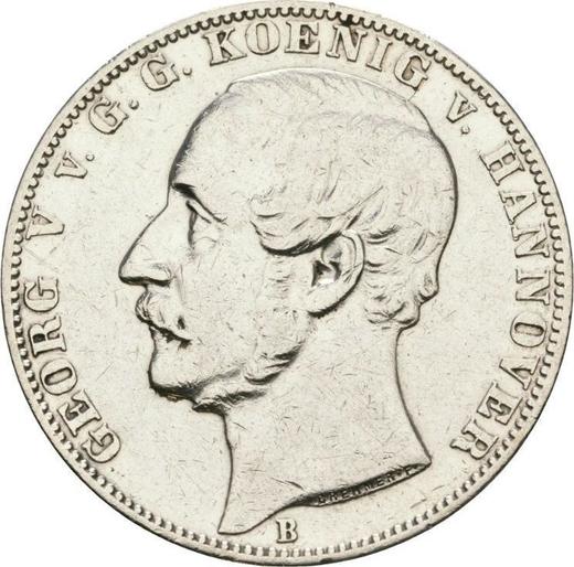 Аверс монеты - Талер 1860 года B - цена серебряной монеты - Ганновер, Георг V
