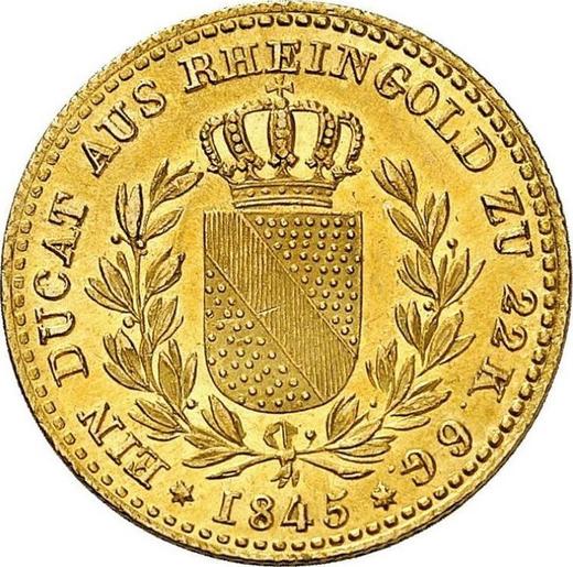Rewers monety - Dukat 1845 - cena złotej monety - Badenia, Leopold