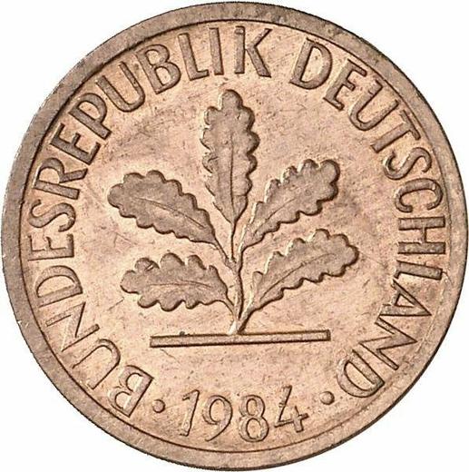 Реверс монеты - 1 пфенниг 1984 года D - цена  монеты - Германия, ФРГ