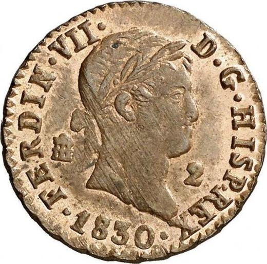 Аверс монеты - 2 мараведи 1830 года - цена  монеты - Испания, Фердинанд VII