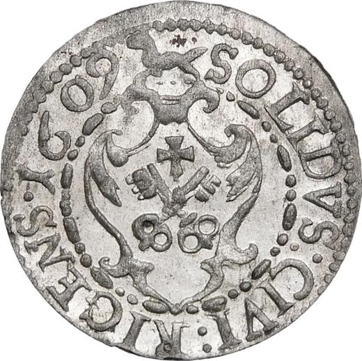 Реверс монеты - Шеляг 1609 года "Рига" - цена серебряной монеты - Польша, Сигизмунд III Ваза