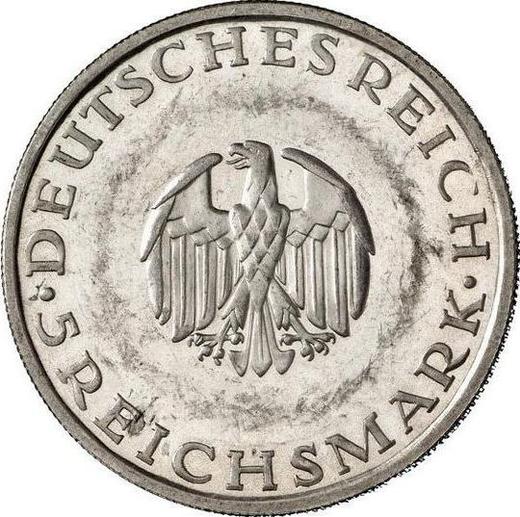 Аверс монеты - 5 рейхсмарок 1929 года D "Лессинг" - цена серебряной монеты - Германия, Bеймарская республика