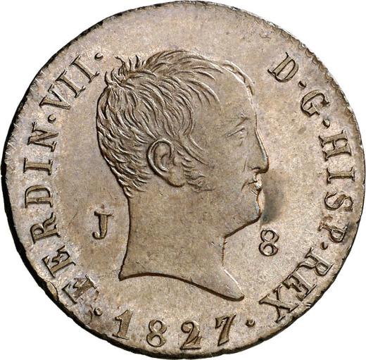 Avers 8 Maravedis 1827 J "Typ 1823-1827" - Münze Wert - Spanien, Ferdinand VII
