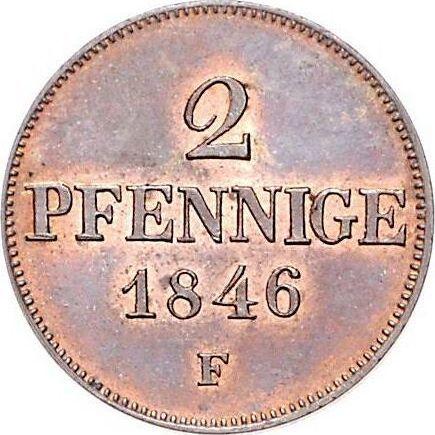 Реверс монеты - 2 пфеннига 1846 года F - цена  монеты - Саксония-Альбертина, Фридрих Август II