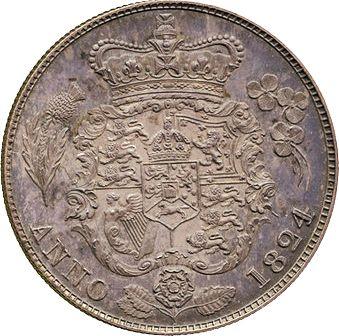 Reverso Prueba Media corona 1824 - valor de la moneda de plata - Gran Bretaña, Jorge IV