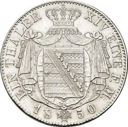 Reverso Tálero 1850 F - valor de la moneda de plata - Sajonia, Federico Augusto II