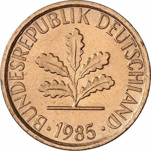 Реверс монеты - 1 пфенниг 1985 года D - цена  монеты - Германия, ФРГ