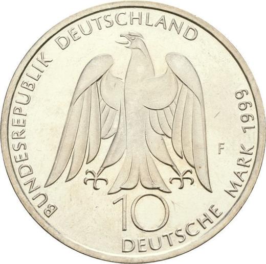 Реверс монеты - 10 марок 1999 года F "Гёте" - цена серебряной монеты - Германия, ФРГ