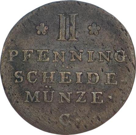 Reverso 2 Pfennige 1821 C - valor de la moneda  - Hannover, Jorge IV