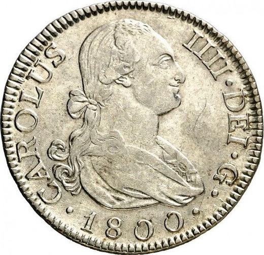 Avers 2 Reales 1800 M MF - Silbermünze Wert - Spanien, Karl IV