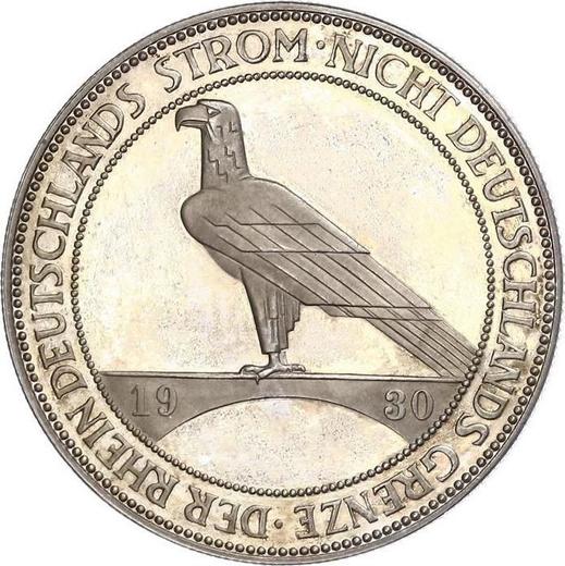 Реверс монеты - 5 рейхсмарок 1930 года F "Освобождение Рейнской области" - цена серебряной монеты - Германия, Bеймарская республика