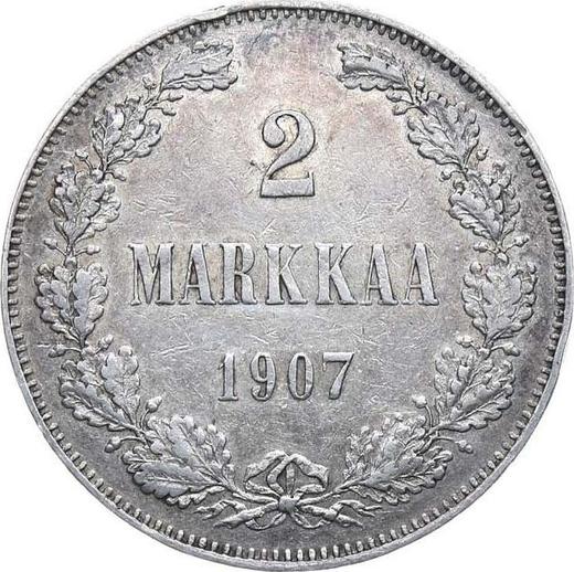 Реверс монеты - 2 марки 1907 года L - цена серебряной монеты - Финляндия, Великое княжество