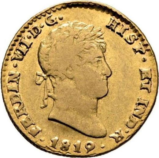 Аверс монеты - 1 эскудо 1819 года Mo JJ - цена золотой монеты - Мексика, Фердинанд VII