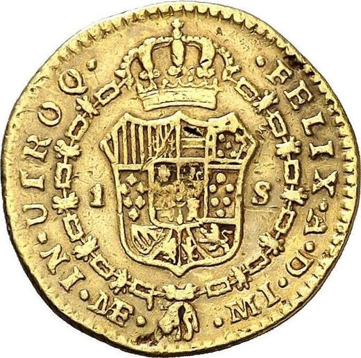 Реверс монеты - 1 эскудо 1782 года MI - цена золотой монеты - Перу, Карл III