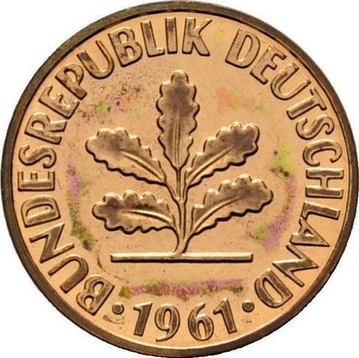 Реверс монеты - 2 пфеннига 1961 года G - цена  монеты - Германия, ФРГ