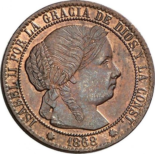 Obverse 1 Céntimo de escudo 1868 OM 8-pointed star -  Coin Value - Spain, Isabella II