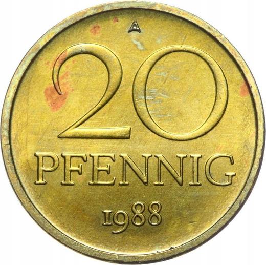 Anverso 20 Pfennige 1988 A - valor de la moneda  - Alemania, República Democrática Alemana (RDA)