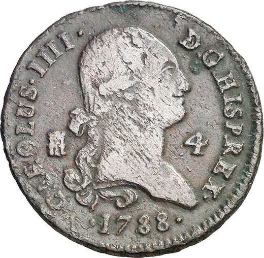 Аверс монеты - 4 мараведи 1788 года - цена  монеты - Испания, Карл IV